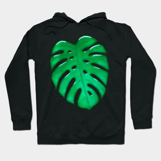 Monstera Leaf Glass Design Hoodie by SuRReal3D